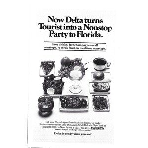 Vintage 1977 Delta Airlines Nonstop Party Advert Print Free Drinks